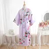 Kvinnors sömnkläder Silk Satin Wedding Bride Japanese Traditionell Peacock Bridesmaid Robe Ladies Yukata Kimono Short Dress Nightgown