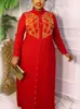 Sukienki swobodne kobiety maxi koszulka sukienka obrońca Złota Stłoczenie Złożenie Długie rękaw Elegancka afrykańska formalna impreza imprezowa szlafrok imprezy