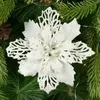 Dekoracje świąteczne 5pcs 9-16 cm brokat sztuczne kwiaty świąteczne dekoracje choinki do domu fałszywe kwiaty ozdoby świąteczne ozdoby rok 231009