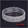 Brazalete 12 piezas Lotes 110 Fila Sier Pulseras Crystal Rhinestone Elástico Brazalete nupcial Pulsera Estiramiento Accesorios de boda enteros F6172 DHSFA