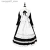 Costume à thème 2023 Halloween Cosplay Comes Anime Tablier Maid Jeu de rôle Robe longue Grande taille Noir Blanc Lolita Lingerie Robe Maid Tenues Q240307