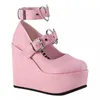 Robe chaussures dames rose doux mignon femmes pompes compensées talons hauts plate-forme de mode lolita gothique femme