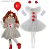 Temadräkt Halloween Pennywise Girl Grey Scary Joker Cosplay Tulle kläddräkt Fancy Tutu Dress Carnival Masquerade Party Come Q231010