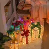 Decorazioni natalizie 3 pezzi / set Scatole regalo illuminate di Natale con fiocchi e ornamenti per scatole regalo a LED Decorazioni per albero di Natale Forniture per feste a tema per la casa 231010