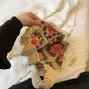 Kvällspåsar Etniskt halmrep Purses Travel Bag Women Stick Tote Hollow Woven Crochet Pouch Handgjorda Flower Bohemian Shopper
