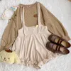 Womens Shorts Spring Japanese Loose Lolita Overalls Pants Corduroy Sweet Suspenders Lace