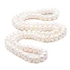 Design 10-11mm 82 cm perle d'eau douce blanche grand pain cuit à la vapeur perles rondes collier de perles chaîne de pull bijoux de mode 276Z
