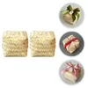 Tigelas 2 Pcs Decorar Caixa de Presente de Chá de Bambu Noiva Cestas Mini Seagrass Armazenamento Organizador de Mesa