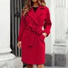 Womens Wool Mescola Women Pink Trench Paint Casual Mid Over -Coat Bavani Apri Front Cardigan Outwear Wool Inverno Giacche invernali per 231010 per 231010