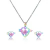 Necklace Earrings Set Fashion Heart Creative Electrocardiogram One Arrow Through The Three-piece Jewelry