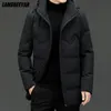 Men's Down Parkas High End Brand Casual Fashion Long 90 Mens Duck Jacket With Hood Black Windbreaker Puffer Coats Winter Clothes 231009