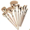 Makeup Brushes IC London Hd 9 pièces pinceaux de maquillage ensemble poignée en or pour fond de teint poudre maquillage Pincel Maquiagem outils de beauté santé Bea Dhn5B