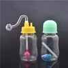 Tuyaux d'eau de bong de brûleur à mazout en plastique portatifs avec le tube de silicone de tuyau de brûleur à mazout en verre de Pyrex épais de 10mm pour l'outil de fumer