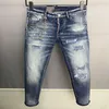 Italian fashion European and American men's casual jeans high-grade washing pure hand grinding quality optimization LA9820211Y