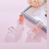 Garrafas de armazenamento DIY 12.1mm Vazio Geada Laranja Plástico Batom Tubo Embalagem Cosmética Recipiente Recarregável Quadrado Matte Lip Bottle