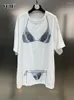 Camisetas femininas vgh casual hit cor impressão camisa para mulheres em torno do pescoço manga curta solta streetwear roupas de moda feminina 2023