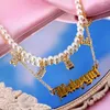 Colares de pingente elegante europeu e americano romântico pérola anjo babygirl criativo carta colar para jóias femininas