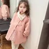 Mantel Winter Mädchen Lange Mode Plus Baumwolle Baby Prinzessin Rosa Koreanischen Stil Verdickte Einreiher Kinder Warme Jacke 231009