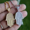 kedja män smycken hip hop bling 38 6mm storlek mikro pave kubik zirkonium hamsa hand icedd ut cool mens kedja halsband222z