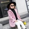 Cappotto 2023 Autunno Inverno Ragazze di lana Rosa Rosso Flores Design Petalo Maniche Giacca lunga per bambini giacca a vento vestiti della neonata 231009