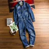 Men's Jeans Denim Jumpsuits Long Sleeve Lapel Overalls Blue Hip Hop Cargo Pants Streetwear Clothing Fashion Casual Trousers