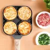 Pans 4 Hole Omelet Pan For Burger Eggs Ham Pancake Maker Wooden Handle Frying Pot Non-Stick Cooking Breakfast 201223 Home Garden Kitch Dhqbe