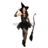 Theme Costume Halloween Black Gothic Witch Costume for Adult Women Purim Cos Party Wizards Fancy Dress x1010