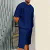 Erkeklerin Trailtsuits Activewear Sıradan O yakalı Kısa Kollu Kazak Tişört Tişört Şort Erkekler Sokak Giyim Örgüsü Two Piece Suit 2023 Yaz