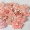 Dekoratif çiçekler 20pcs set pembe seri karışım 20 stil şifon organza kumaş gül gelinlik kızlar giyim şapkası dekorasyon diy