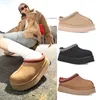 Designer Tazz Tasman piattaforma mini stivali classici scarponi da neve australiani donna uomo pelliccia pelle di pecora castagna sabbia semi di senape beige scarpa invernale alla caviglia