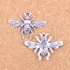 46 pièces Antique argent plaqué Bronze plaqué abeille miel pendentif à breloques collier à faire soi-même Bracelet résultats de Bracelet 32 24mm245i