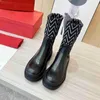 Ботинки женская обувь с круглым носком Botas Femininas Tendencia 2023 Bota Feminina до середины икры Women Mujer Para