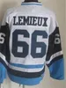 Retro 66 Lemieux CCM Hockey Jersey Vintage Classic Retire All Stitching For Sport Fans Breathable Pure Cotton lack White Blue Yellow Team Color Pullover Mens