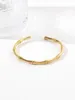 Bangle Woman 18K Gold Plated Fashion Solid Bamboo Shape Opening Bracelet Cuff