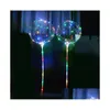 Decorazione per feste Palloncino lampeggiante a LED Illuminazione luminosa trasparente Palloncini a sfera Bobo con corda da 70 cm Decorazione di nozze di Natale Dhnfq