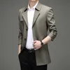 Mens Ceketler Mlshp Bahar Sonbahar Orta Uzunluk Hendek Yüksek Kaliteli Düz Renk Tek Kelime Kelime İş Geri Kıyafet Erkek Dış Giyim 231009
