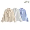 Women's Blouses VANOVICH Europe And America Style Autumn 2023 Chiffon Pearl Button Long Sleeve Solid Color Casual Shirt Elegant Loose