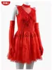 Tema traje halloween mary vermelho fantasma vestido de noiva horror morto zumbi cosplay traje mulher festa de halloween vermelho cosplay vestido x1010