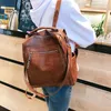 School Bags Korean Version Of The College Style Backpack Women's Wild Fashion PU Leather Middle Student Schoolbag Trend Backpacks