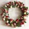 Flores decorativas grinalda de rosa de seda artificial com base de galho porta guirlanda guarnição garishness decoração de festa de casamento