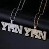 Pendentif Colliers AITIEI Iced Out Bling YRN Lettres Collier avec chaîne de corde Hommes Or Argent Couleur Hip Hop Mode Bijoux287Q