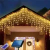 Solar Street Garland House Christmas Lights Garden Decorations Ornaments Outdoor LED Festoon Icicle Curtain Lights Droop 0.8M
