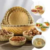 Dinnerware Sets 3 Pcs Bread Basket Storage Baskets Shelves Lids Dried Fruit Tray Bamboo Weaving Fake