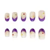 Kunstnagels Naakt nep-manicure met paarse rand Zoet charmant Herbruikbaar voor professionele nagelkunstsalonbenodigdheden