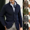 Camisolas masculinas de malha Mens Cardigan de alta qualidade Botão Mock Neck Sweater para homens Inverno Moda Terno Standing Collar Slimming Cardigans 231010