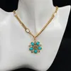 Blue Flower Shape Rhinestone Pendant Halsband Antik bronskedja lyxhalsband modevarumärkesdesigner för kvinna tjej damer w229n