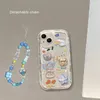 Custodie per cellulari Trasparente 3D Orso Hang Custodia carina per iPhone 15 14 13 12 11 Pro Max Plus XR XS 7 8 Cartoon cordino braccialetto copertura stile coreano 231010