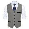 Kamizelki męskie swobodny szczupły garnitur ślubny Fit Grey Men kamizelki Zestaw szyi Single Single Buttons Tuxedo Męski Blazer 231010