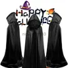 Themenkostüm Damen Herren Halloween-Umhang-Set Kreativer schwarzer Kapuzenumhang Cosplay Vampir Hexe Todesumhang für Erwachsene Kinder Halloween-Kostüm x1010