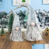 Dekoracje świąteczne 2pcs/set Wesołych Świąt cekin szwedzki santa gnome pluszowy ornament lalki ręcznie robione elfy zabawki domowe przyjęcie dekor dhsba